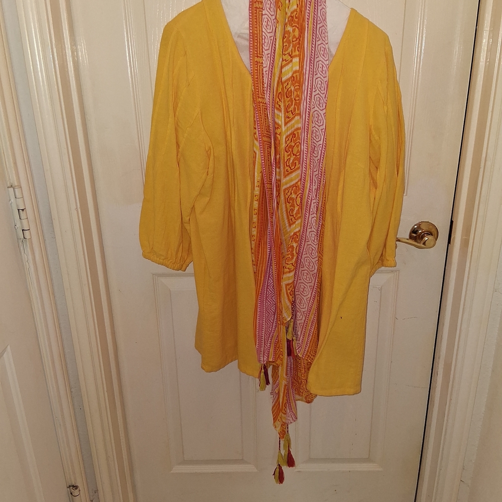 Soft Surroundings Yellow Cotton Top - Picture 2 of 6